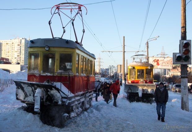 Одесские трамваи зимой